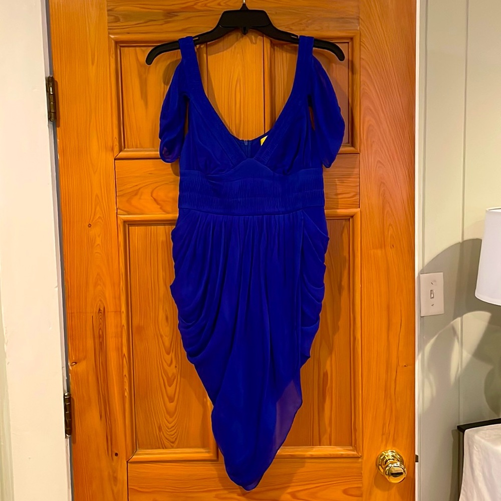 Blue silk mini dress